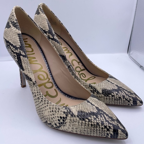 SAM EDELMAN leather pointed toe animal print pump heels Size 8.5 - Picture 3 of 11